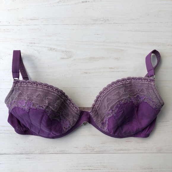 Valery bra in purple silk and cotton 38C - Picture 8 of 8